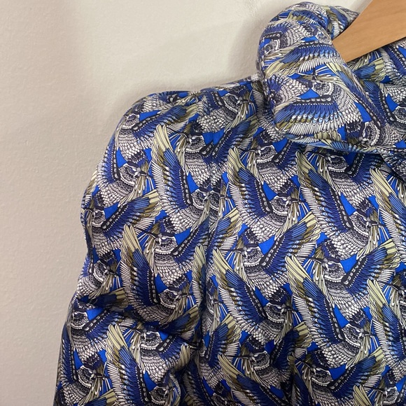 Thomas Wylde silk blue hummingbird print goose down puffer jacket size M - Picture 14 of 16